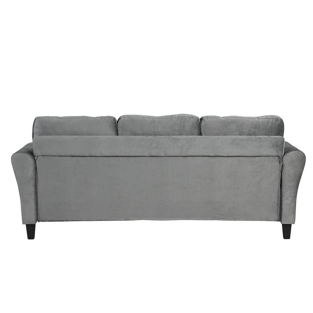 80.3" 3-Seat Fabric Upholstered Sofa with Wooden Frame, for Living Room, Bedroom, Office, Apartment - Gray