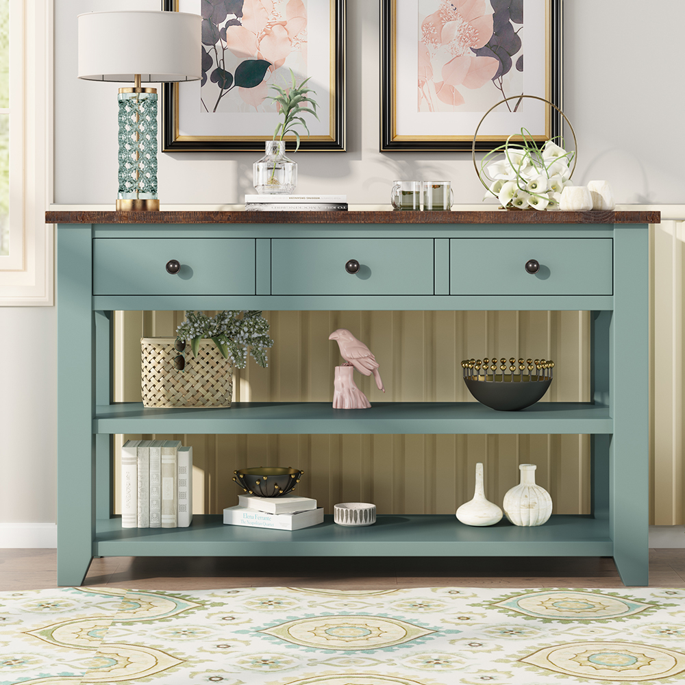 green console table with storage