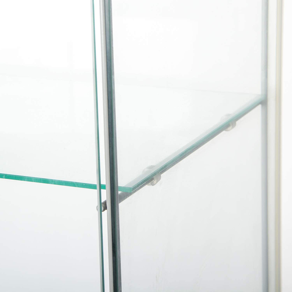 64" Glass Collection Display Cabinet with 4-layer Storage Shelf and Door, for Living Room, Bedroom, Office - White