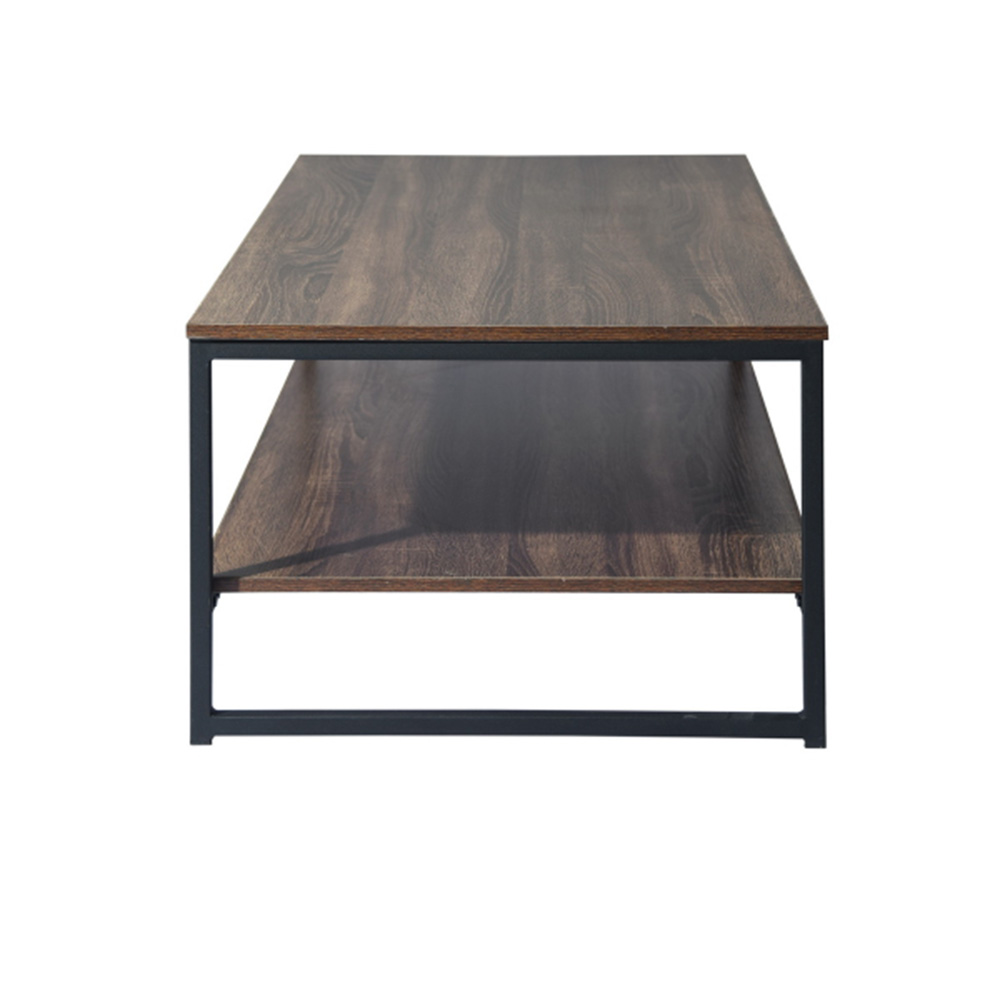 43.3" Rectangle Wooden Coffee Table, with Storage Shelf, and Metal Frame, for Kitchen, Restaurant, Office, Living Room, Cafe - Brown