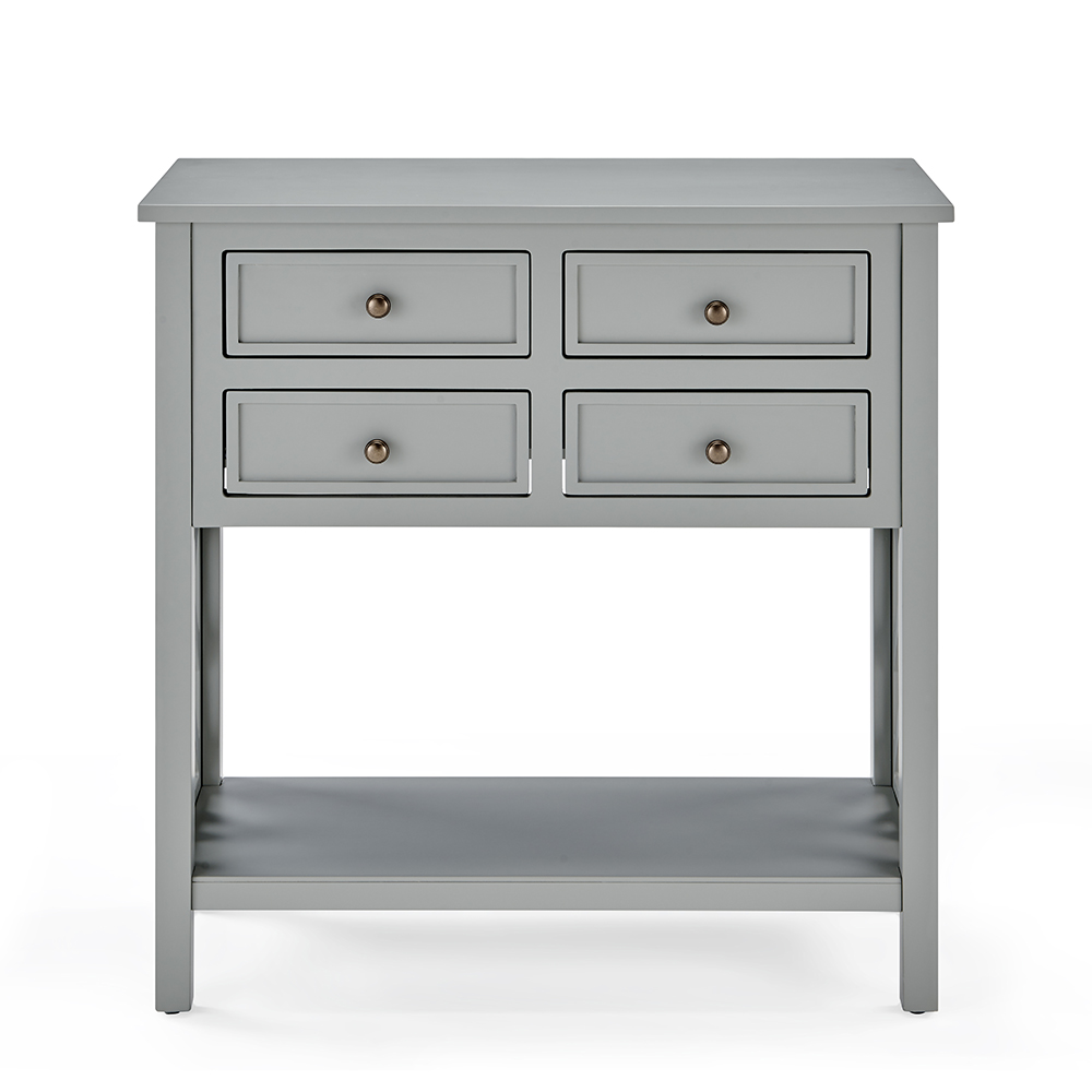 Coventry 32" Wooden Console Table with 4 Storage Drawers, and Bottom Shelf, for Entrance, Hallway, Dining Room, Kitchen - Gray