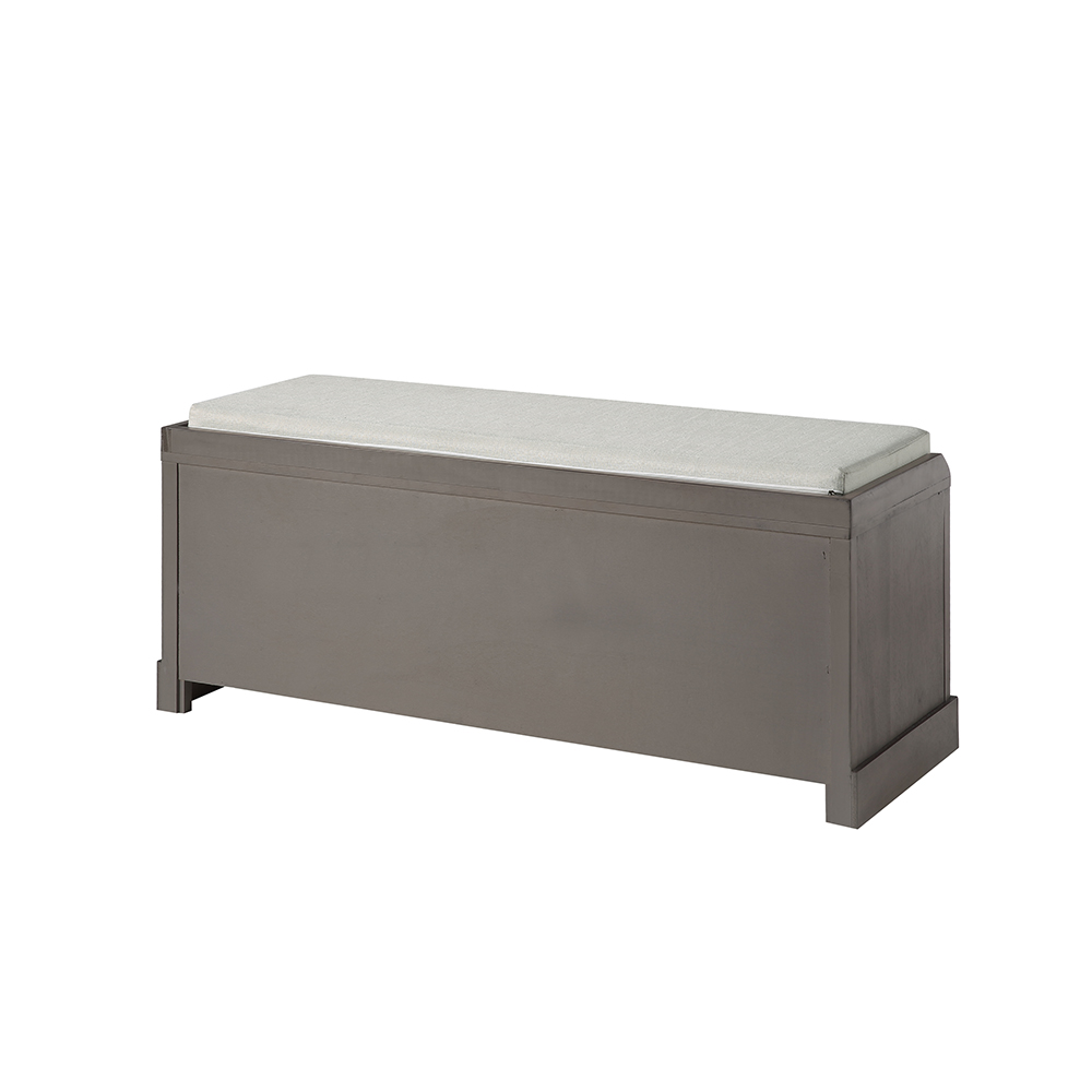 U-STYLE 45.7" Storage Bench with 2 Cabinets, 1 Basket, and Wooden Frame, for Entrance, Hallway, Bedroom, Living Room - Gray