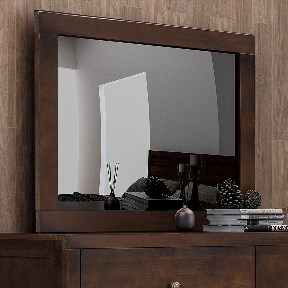 35" Solid Wood Dresser Mirror for Bedroom, Living Room, Entrance - Brown