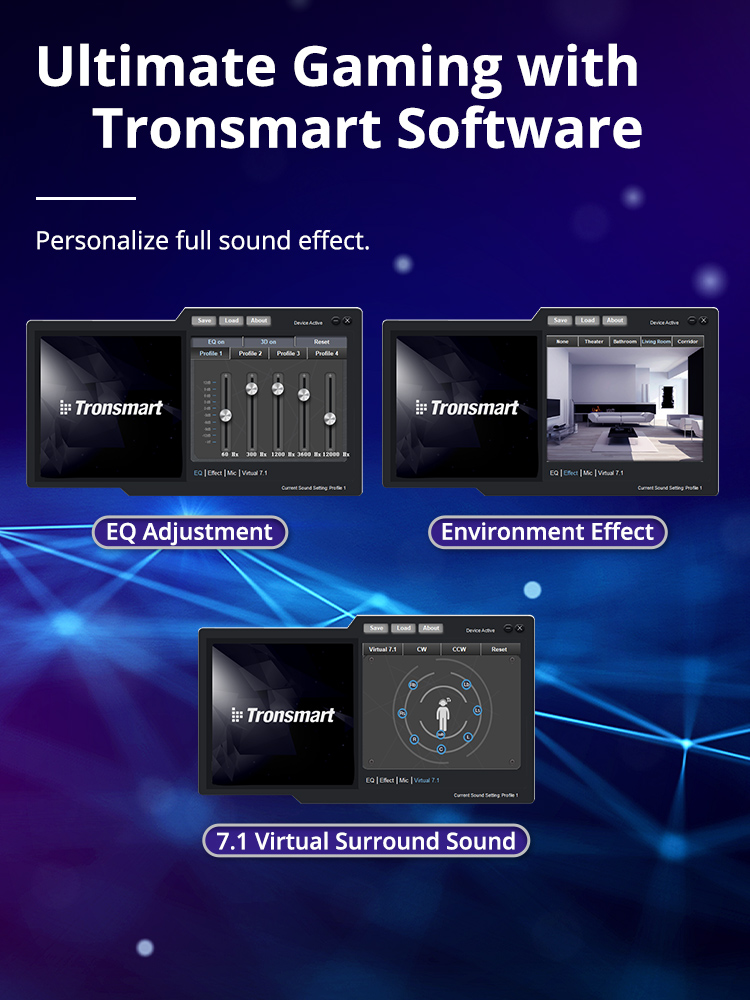 Tronsmart Sparkle Virtual 7.1  Gaming Headset with RGB Lighting, USB Port