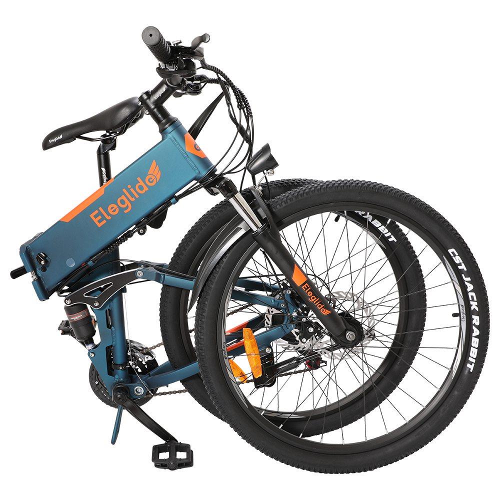 ELEGLIDE F1 Folding Electric Bike 26 inch Fat Tire Mountain Bicycle 250W Hall Brushless Motor SHIMANO Shifter 21 Speeds 36V 10.4Ah Removable Battery 25km/h Max speed up to 85km Max Range Full-Suspension IPX4 Waterproof Aluminum alloy Frame Dual Disk Brake - Dark Blue