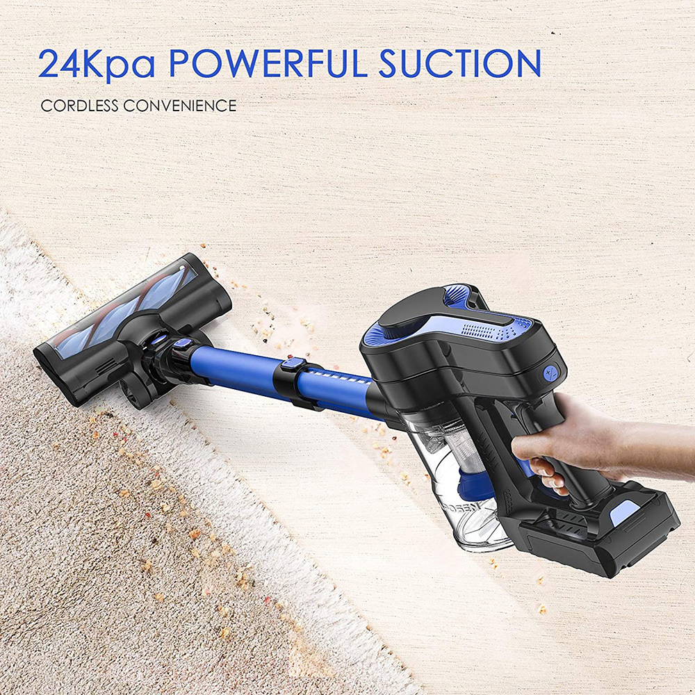 APOSEN H250 Cordless Vacuum Cleaner 250W Motor 24000pa Suction 2200mAh Battery 30 Minutes Run Time for Home Hard Floor Carpet Car Pet - Blue + Black