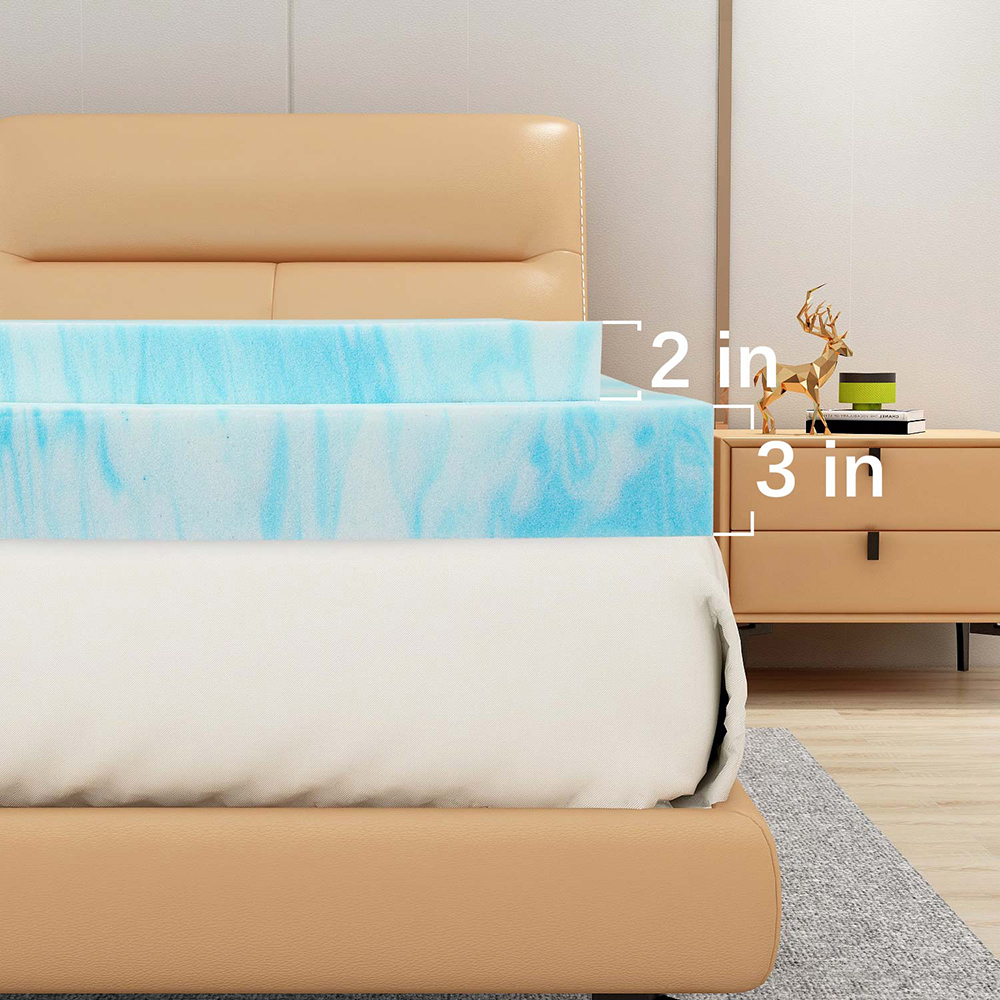 2-Inch Thick Gel Memory Foam Mattress Topper, Moisture-proof and Breathable, Relieve Pressure Points (Only Mattress) - King Size