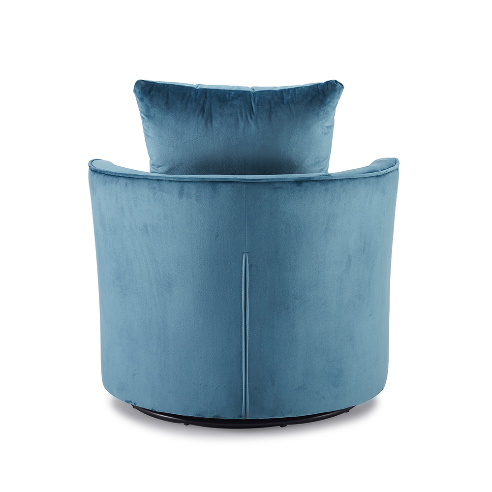 Orisfur Velvet Swivel Barrel Sofa Chair with Movable Pillow Backrest, for Living Room, Bedroom, Office, Apartment - Blue
