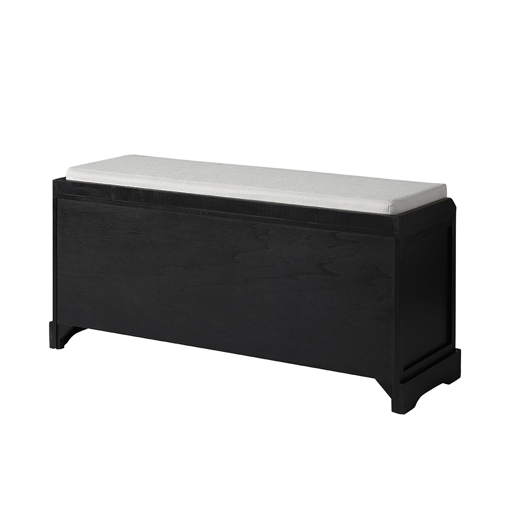 U-STYLE 44" Storage Bench with 3 Drawers, 3 Baskets, and Wooden Frame, for Entrance, Hallway, Bedroom, Living Room - Black