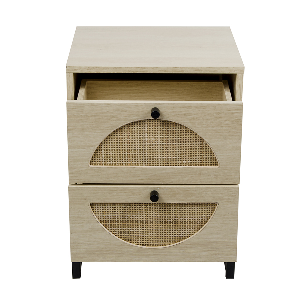 15.75" MDF Side Table with 2 Storage Drawers, for Living Room, Bedroom, Office, Hallway - Natural
