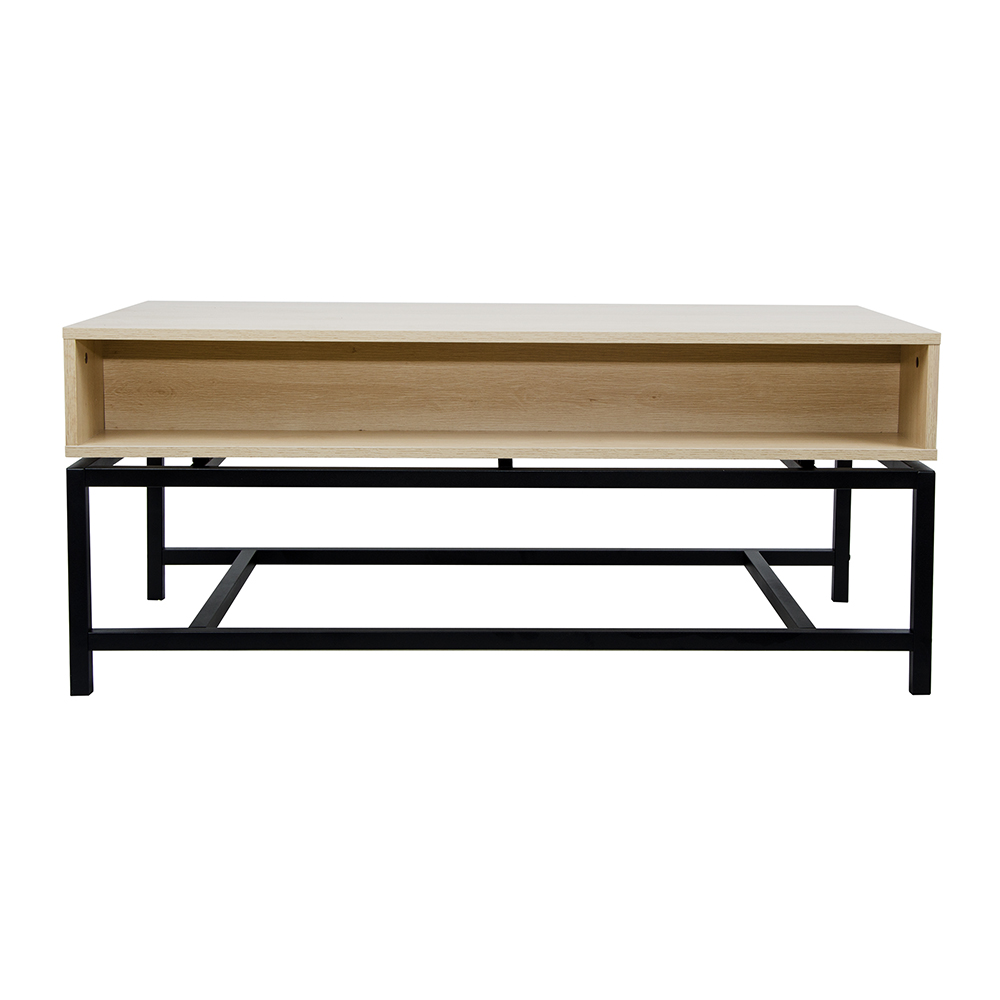 45.67" Rectangle Wooden Coffee Table, with 2 Storage Drawers, and Metal Frame, for Kitchen, Restaurant, Office, Living Room, Cafe - Brown