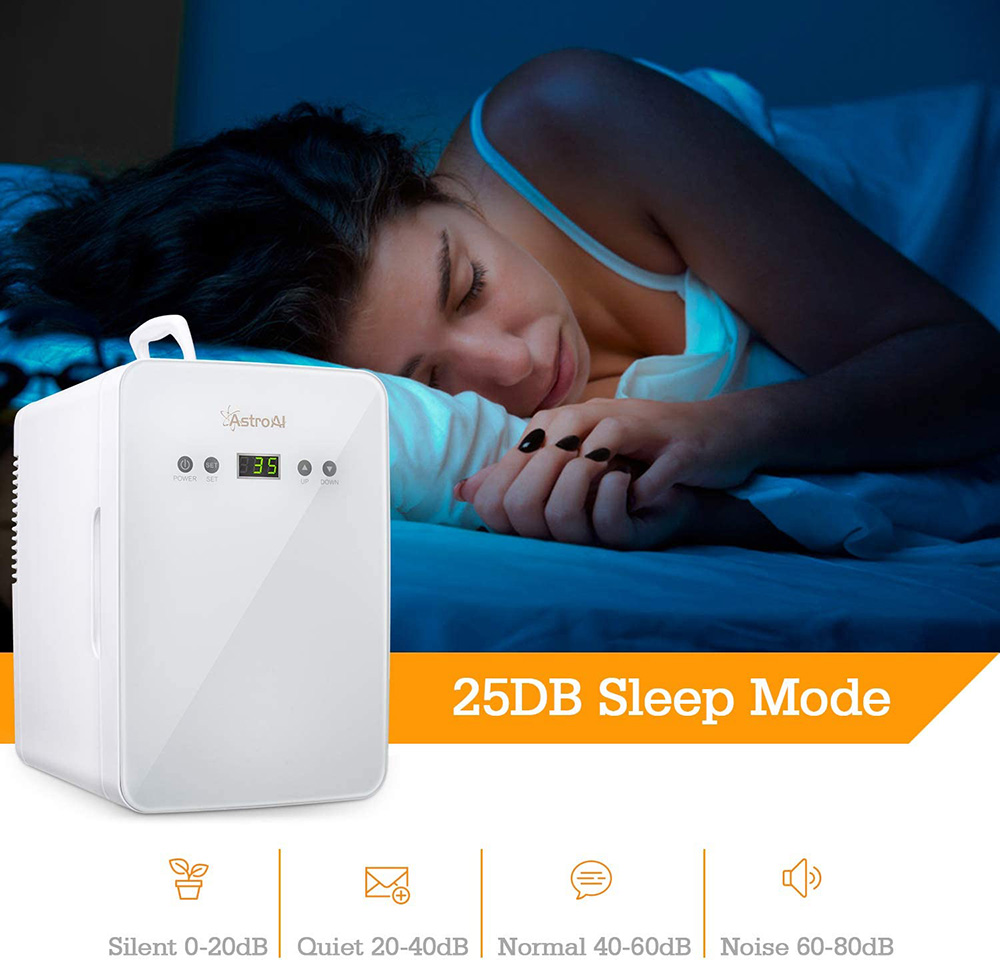AstroAI Portable Mini Refrigerator 6L / 8 Can Capacity with Temperature Control Panel for Bedroom, Car, Dormitory, Apartment - White