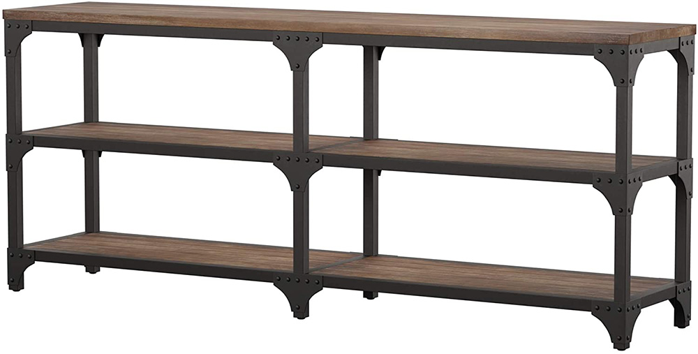 ACME Gorden 72" Console Table with 2-Layer Open Shelf, for Entrance, Hallway, Dining Room, Kitchen - Weathered Oak