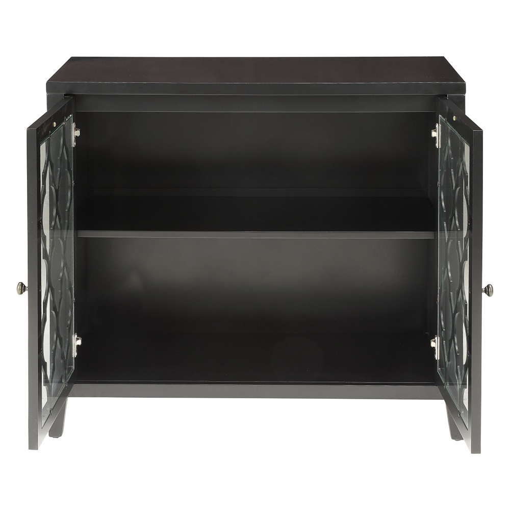 ACME Ceara 34" Console Table with 2-Layer Storage Shelf, and Glass Doors, for Entrance, Hallway, Dining Room, Kitchen - Black