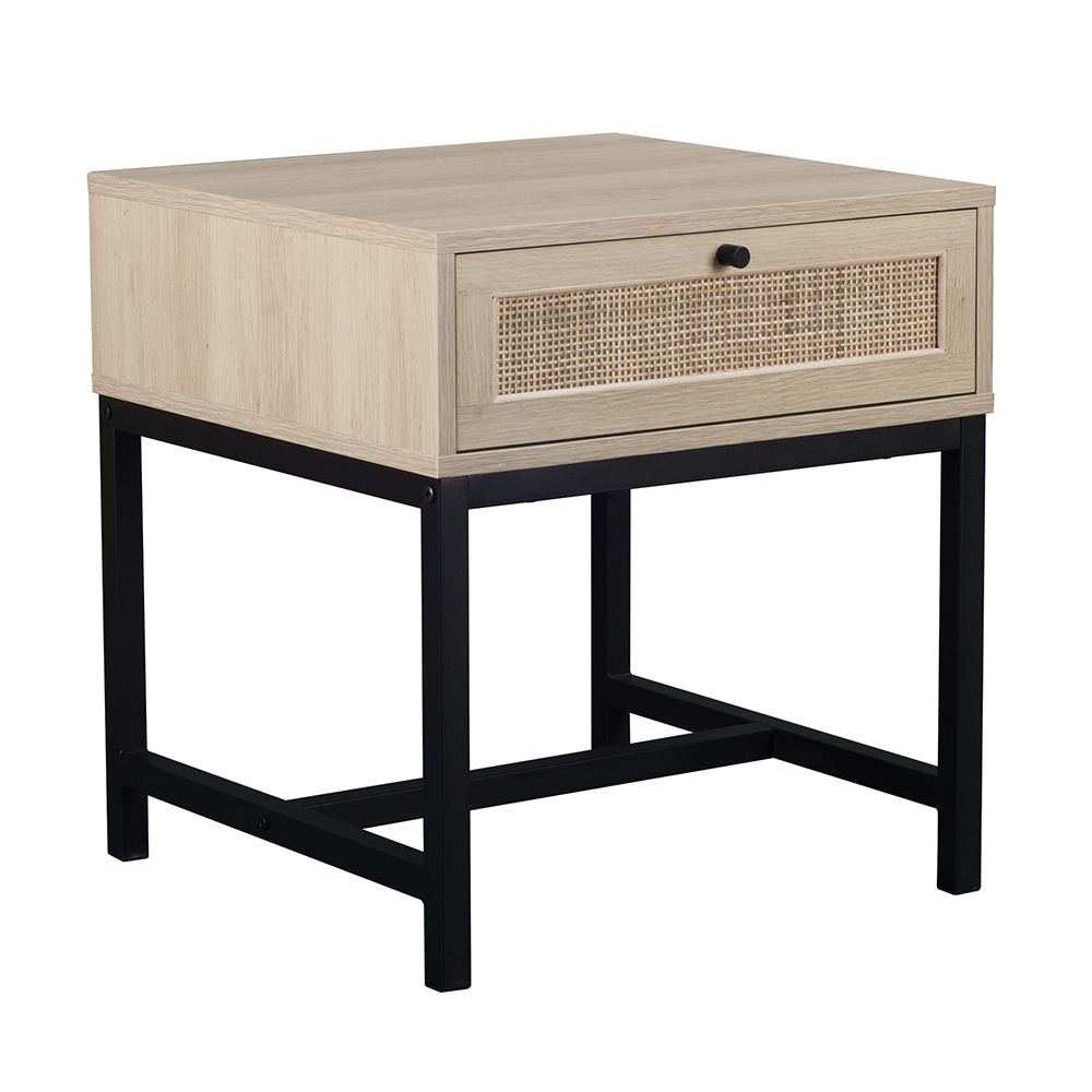 19.69" MDF Side Table with Storage Drawer, for Living Room, Bedroom, Office, Hallway - Natural