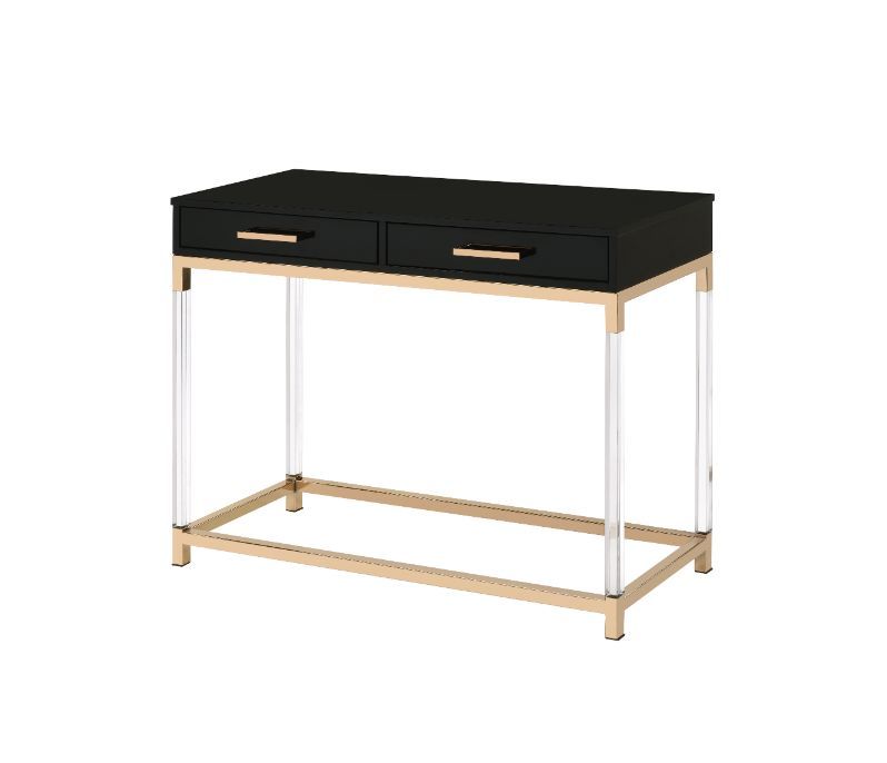 ACME Adiel 38" Console Table with 2 Storage Drawers, and Metal Frame, for Entrance, Hallway, Dining Room, Kitchen - Black