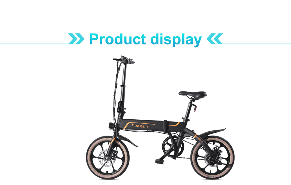 NIUBILITY B16 Electric Moped Folding Bike 16 inch 42V 10.4Ah Battery 40km -50km Mileage 350W Motor Max 25km/h  Double Disc Brake Variable Speed System LED Light - Black