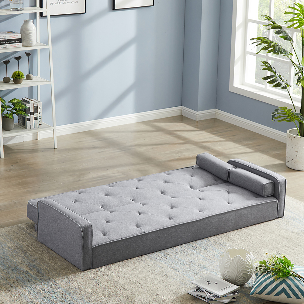 71.65" Polyester Fabric Upholstered Sofa Bed with Wooden Frame, for Living Room, Bedroom, Office, Apartment - Gray