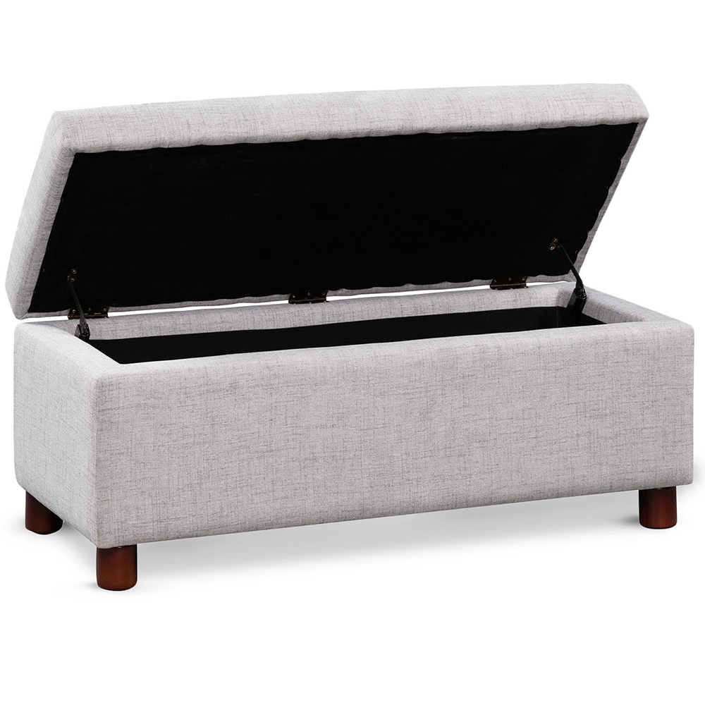U-STYLE 39" Storage Bench with Linen Fabric Cover, and Wooden Frame, for Entrance, Hallway, Bedroom, Living Room - Gray