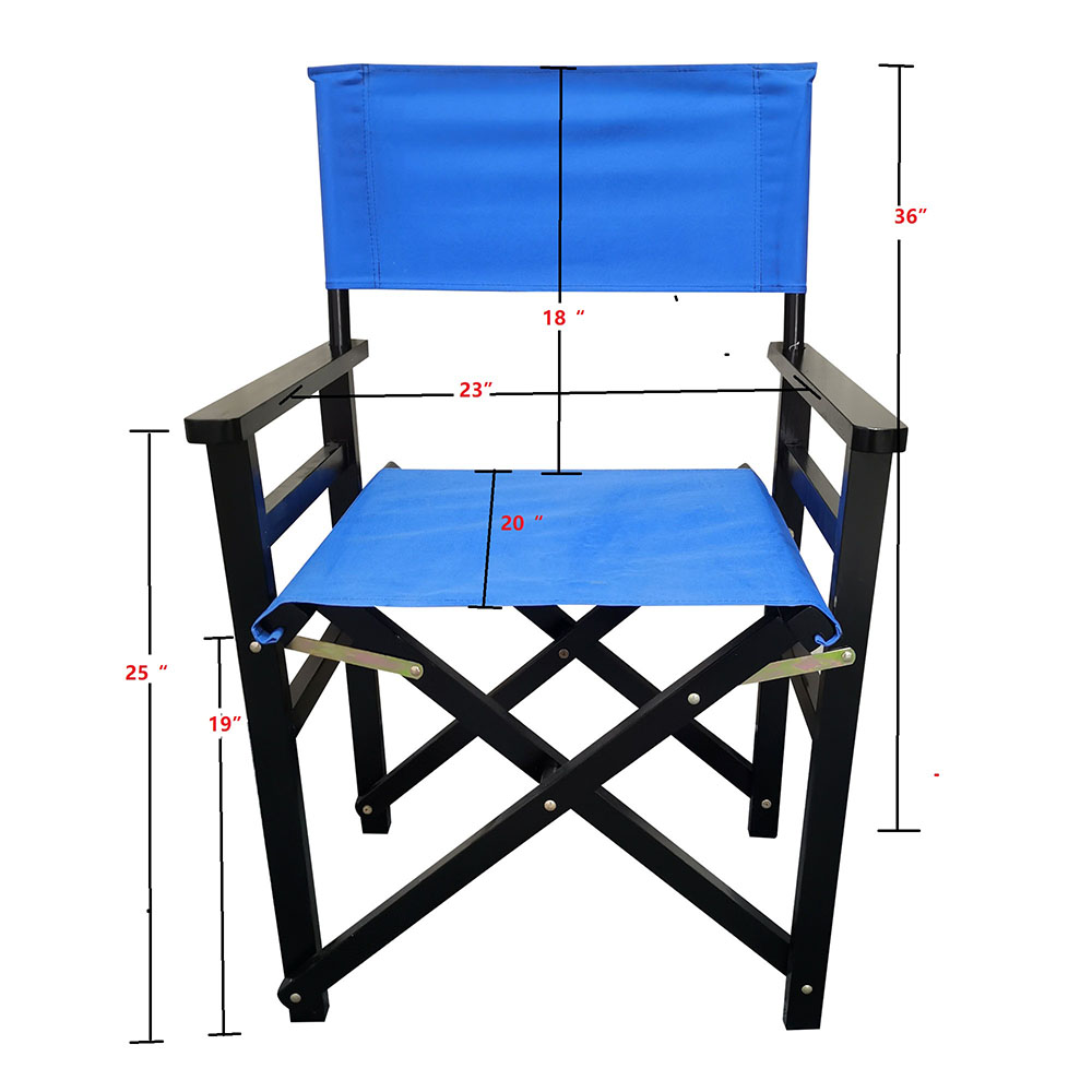 Outdoor Folding Canvas Chair with Wooden Frame Set of 2 Blue