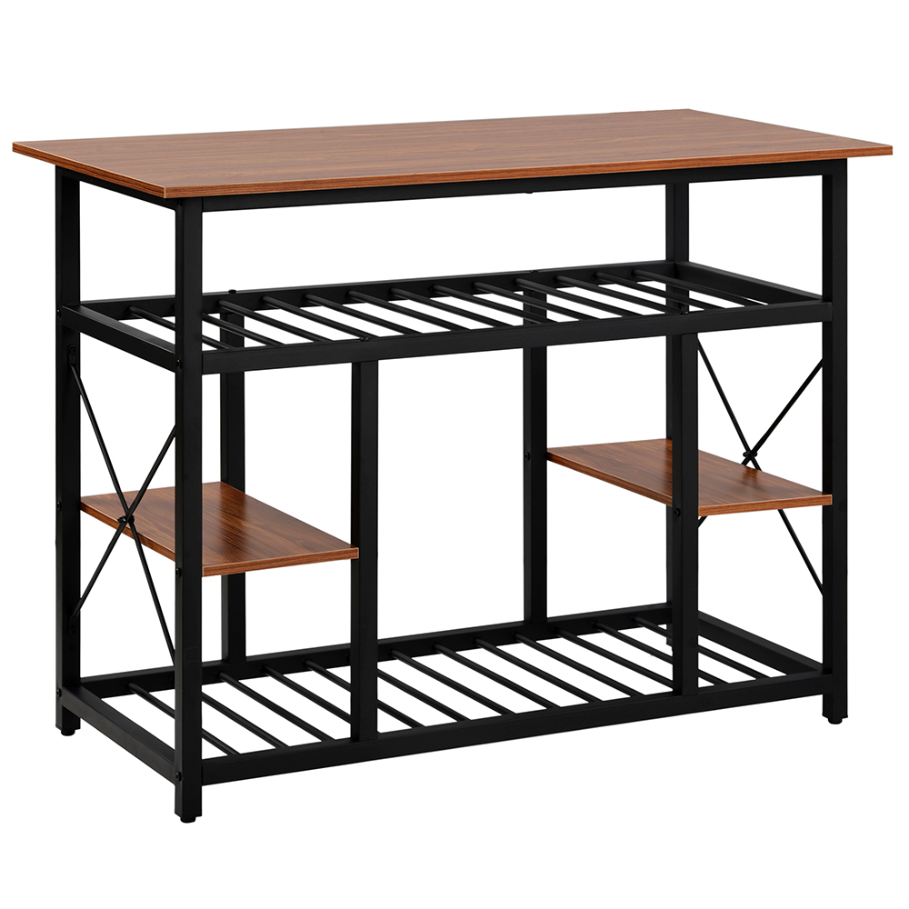 TOPMAX Multifunctional Counter Height Dining Table, with Storage Shelves - Brown