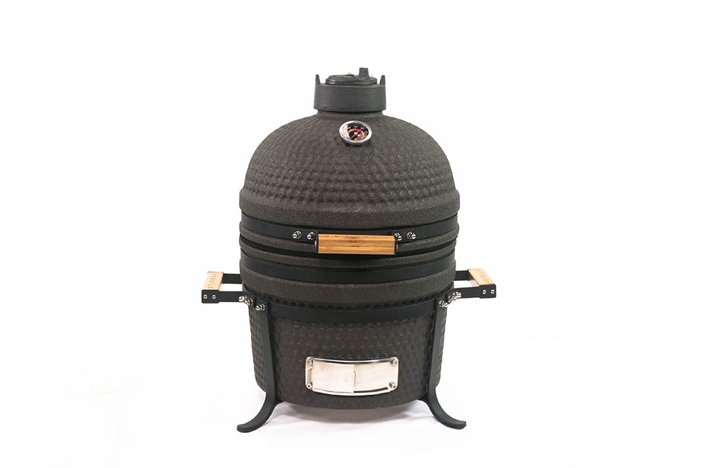 TOOPO 15" Outdoor Mini Ceramic Charcoal Grill, Used for Grilling, Smoking, Baking - Matte Black