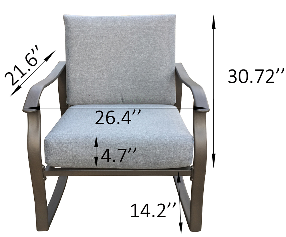 3 Pieces Outdoor Furniture Set, Including 2 Rocking Chairs, and Coffee Table, for Garden, Terrace, Porch, Poolside, Beach - Mushroom