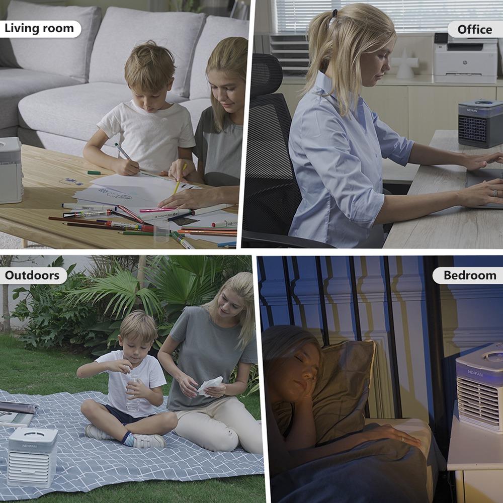 NexFan Portable Handheld Multifunctional Fast Cooling Air Conditioning Fan Purifying Air Eliminate Odor Three Modes USB Charging UV Version For Office Home - White