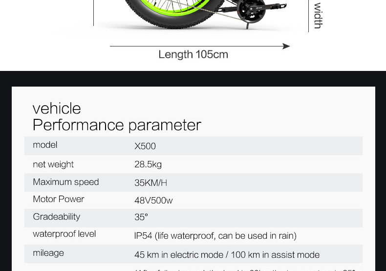 BEZIOR X500 Fat Tire Mountain Bicycle Vélo électrique pliant 48V 12.8Ah Batterie amovible 500W Moteur brushless 26 * 4.0 Roues Cadre en alliage d'aluminium Shimano 27 vitesses Shifter Vitesse maximale 35km / h 100KM Plage de kilométrage assistée Affichage LCD IP54 étanche Huile ZOOM Frein à disque - Noir Jaune