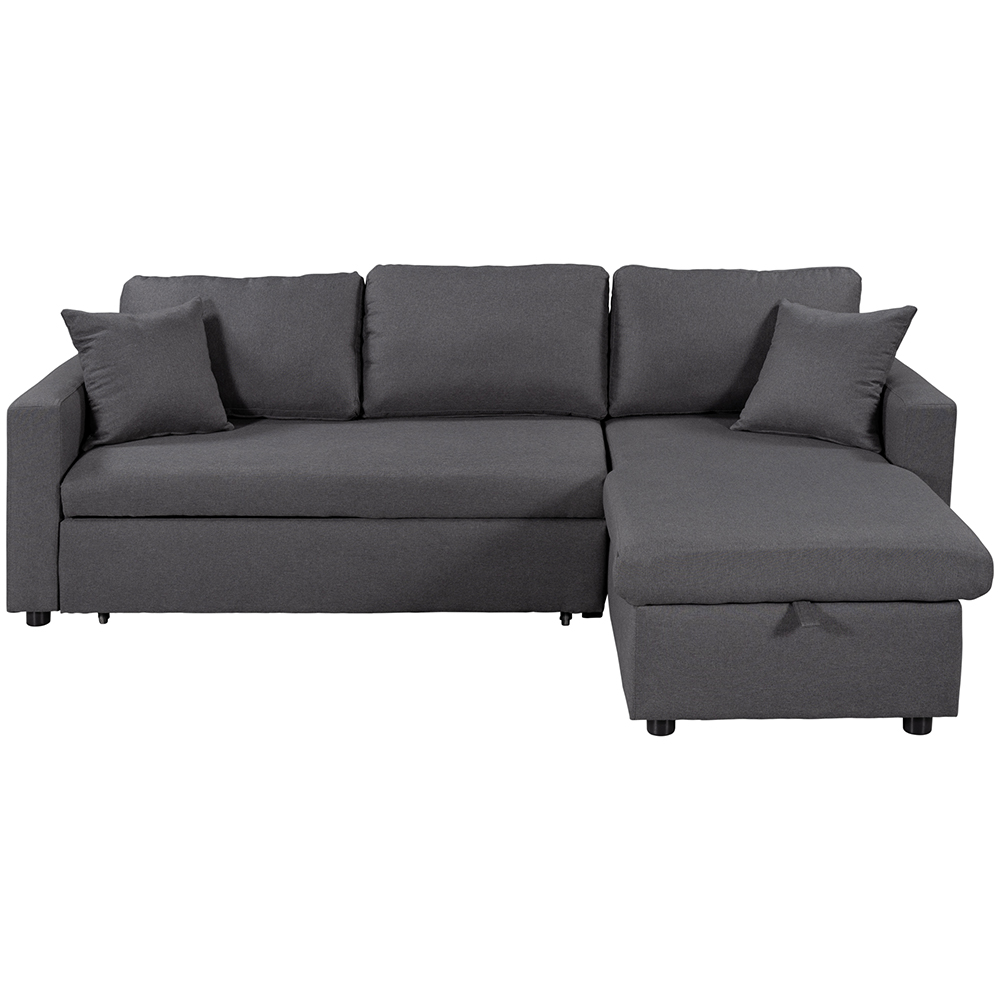 New U-STYLE 87.4” 3-Seat Upholstered Sectional Sofa Bed with Storage ...