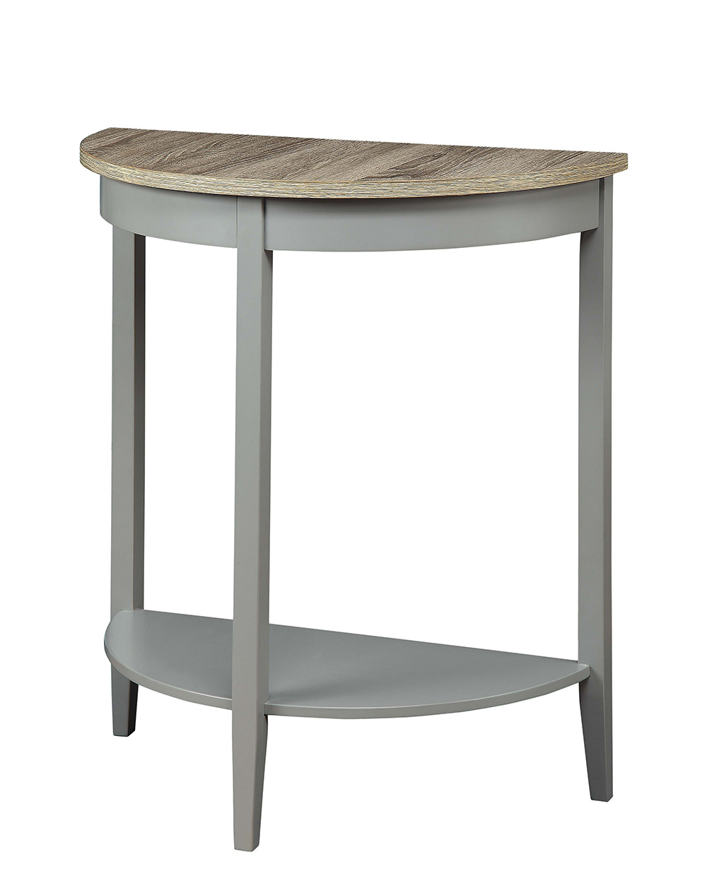 ACME Justino 26" Half-Moon Shape Console Table with Storage Shelf, for Entrance, Hallway, Dining Room, Kitchen - Gray