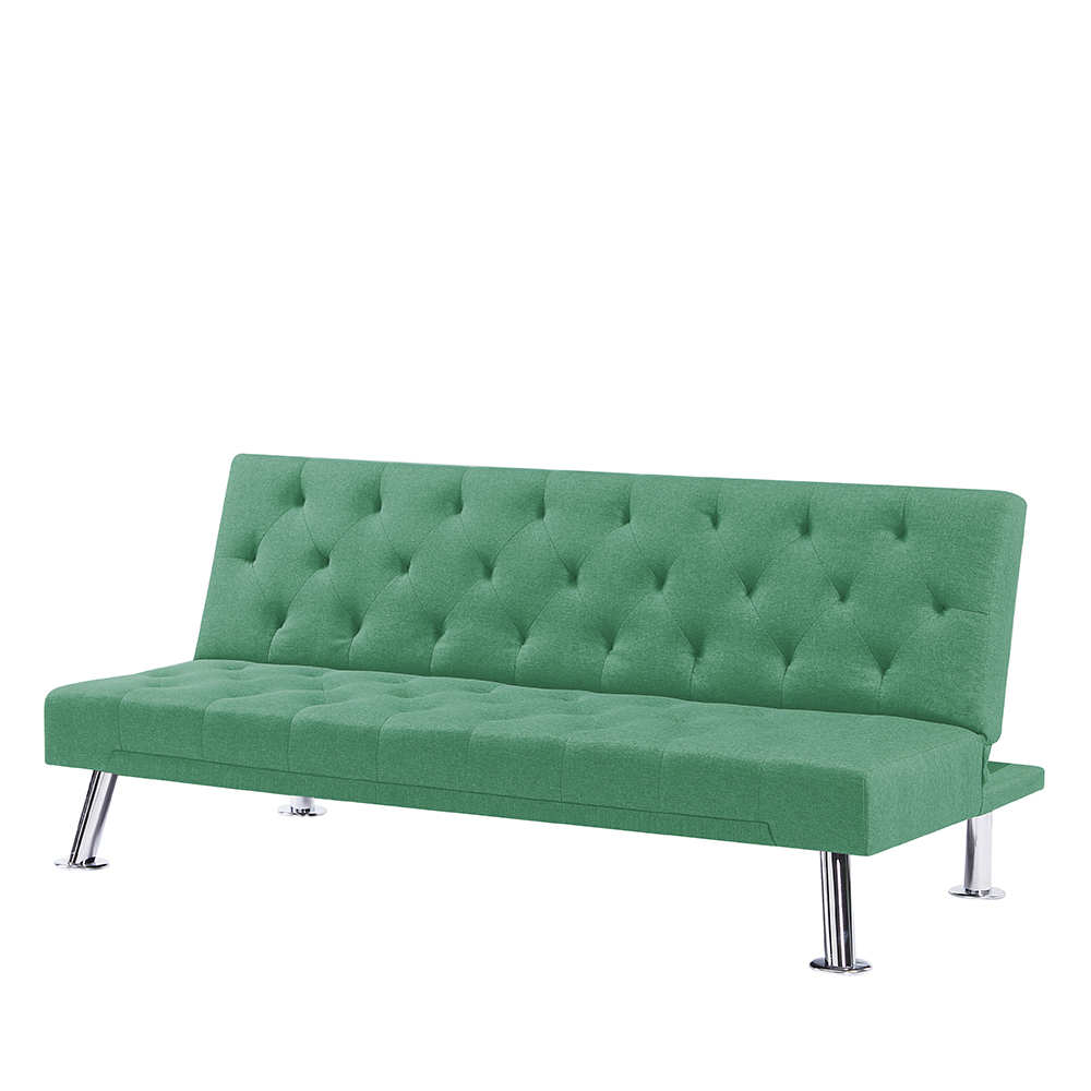 65.35" Fabric Upholstered Convertible Sofa Bed with Wooden Frame, and Metal Legs, for Living Room, Bedroom, Office, Apartment - Green