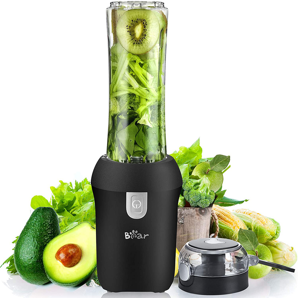 Bear Portable Blender with 11.84oz BPA Free Tritan Blender Bottle, USB Charge, for Shake and Smoothy - Black