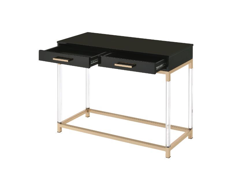 ACME Adiel 38" Console Table with 2 Storage Drawers, and Metal Frame, for Entrance, Hallway, Dining Room, Kitchen - Black