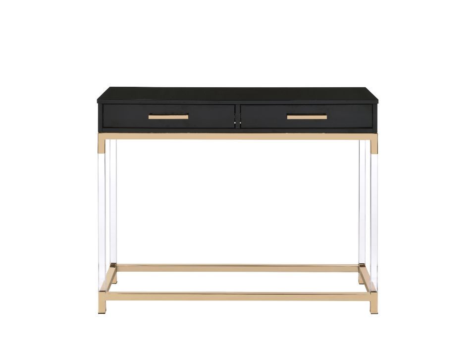 ACME Adiel 38" Console Table with 2 Storage Drawers, and Metal Frame, for Entrance, Hallway, Dining Room, Kitchen - Black