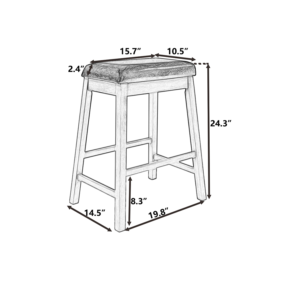 TOPMAX 4 Pieces Counter Height Upholstered Dining Stool Set, for Small Apartment, Studio, Kitchen - Brown