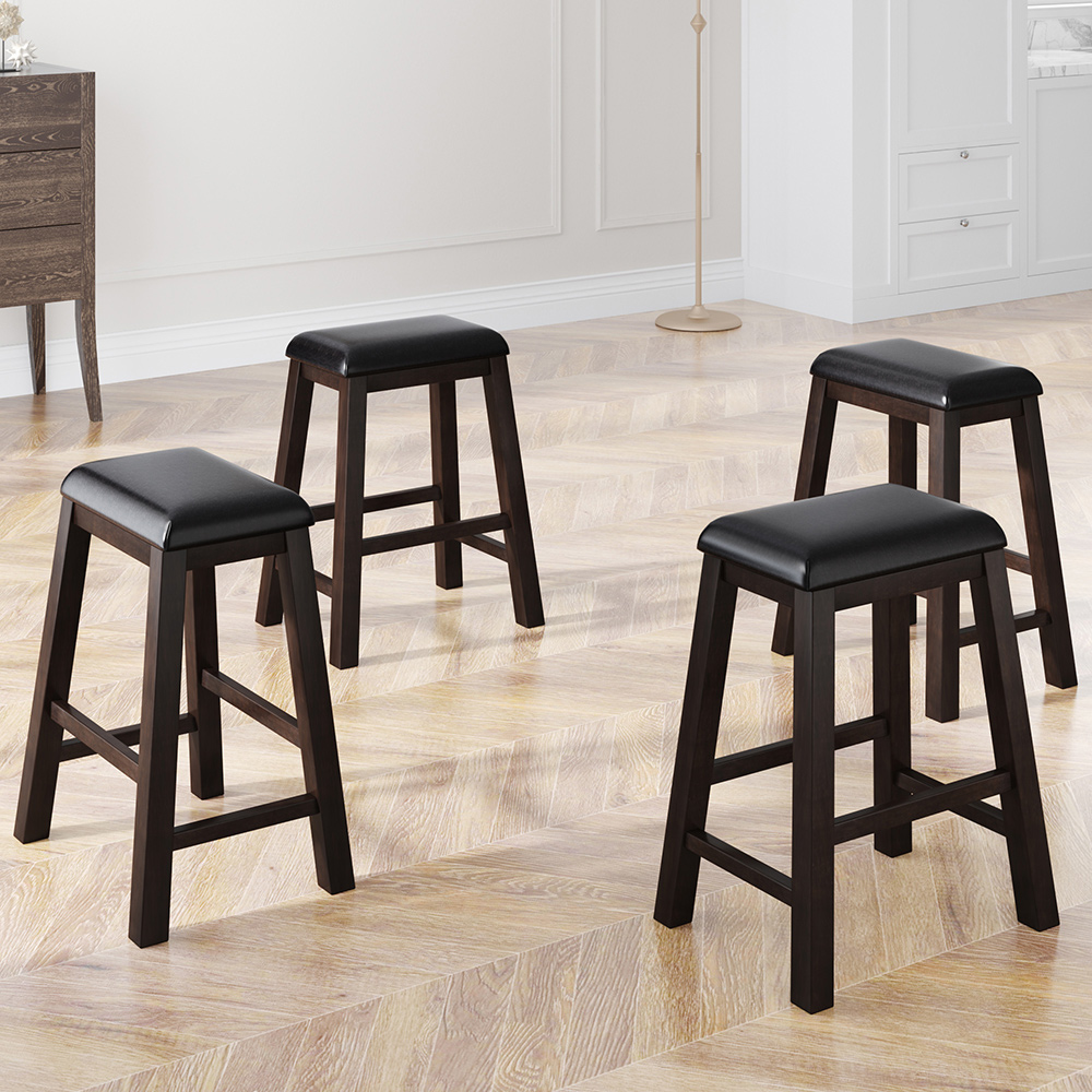 TOPMAX 4 Pieces Counter Height Upholstered Dining Stool Set, for Small Apartment, Studio, Kitchen - Brown