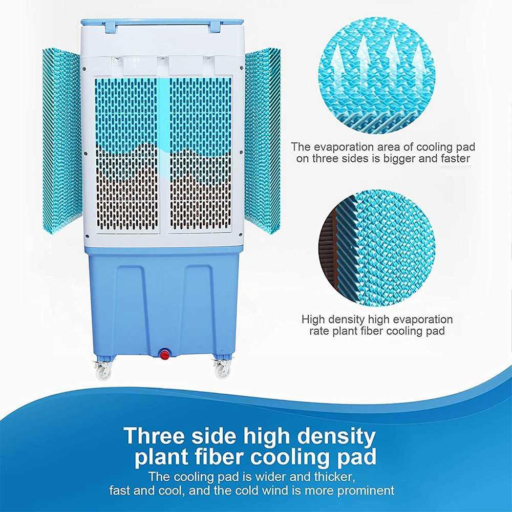 DUOLANG Portable 3-in-1 Fan with Cooling, Humidification and Purification Functions 3 Wind Speeds Adjustable 12 Gallon Water Tank - Blue