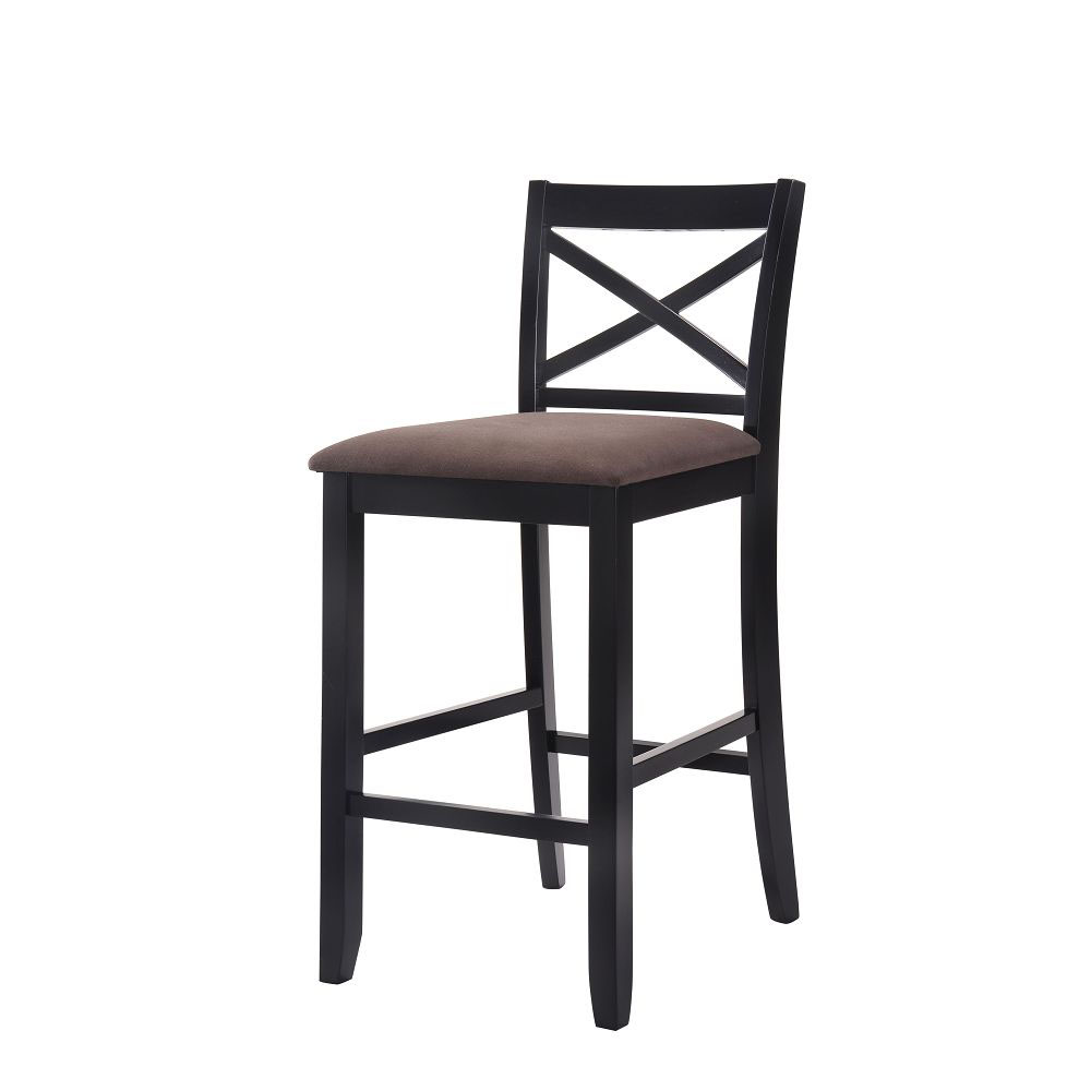 ACME Tobie Fabric Upholstered Dining Chair Set of 2, with X-shaped Backrest, and Wooden Legs, for Restaurant, Cafe, Tavern, Office, Living Room - Black