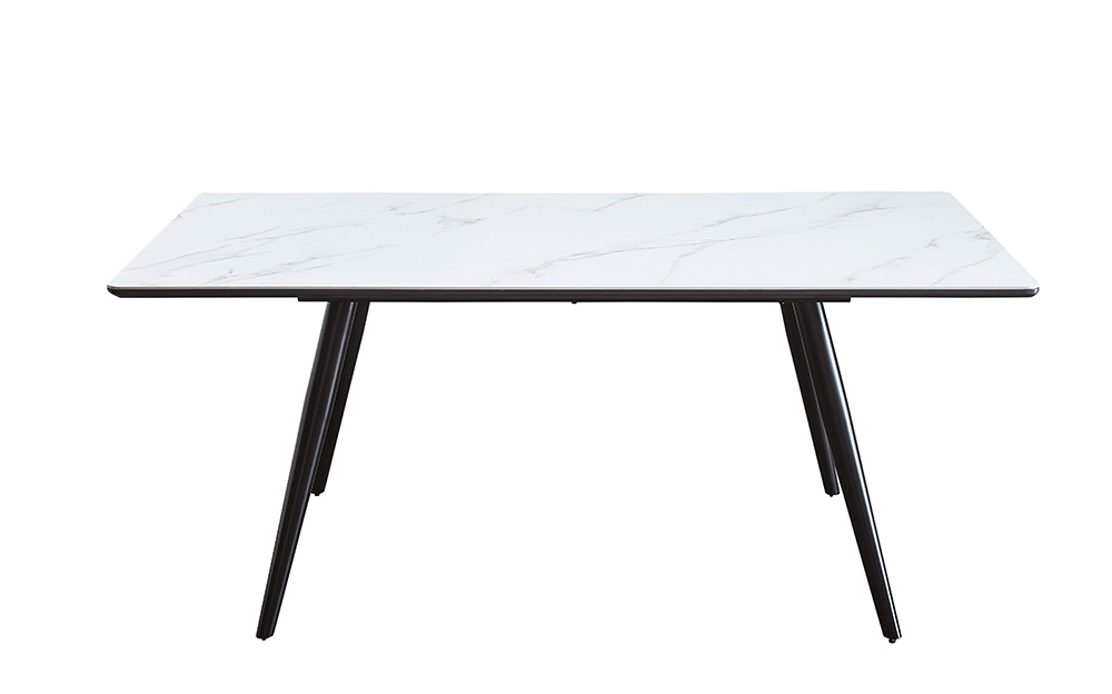 ACME Caspian Rectangle Dining Table with Faux Marble Tabletop and Wooden Legs, for Restaurant, Cafe, Tavern, Living Room - White