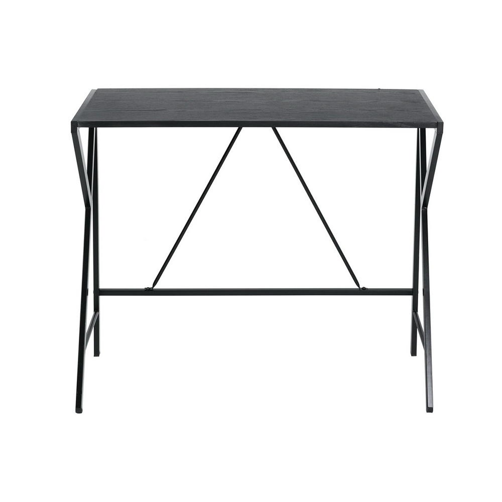 Home Office Computer Desk with Wooden Tabletop and Metal Frame, for Game Room, Office, Study Room, Small Space - Black