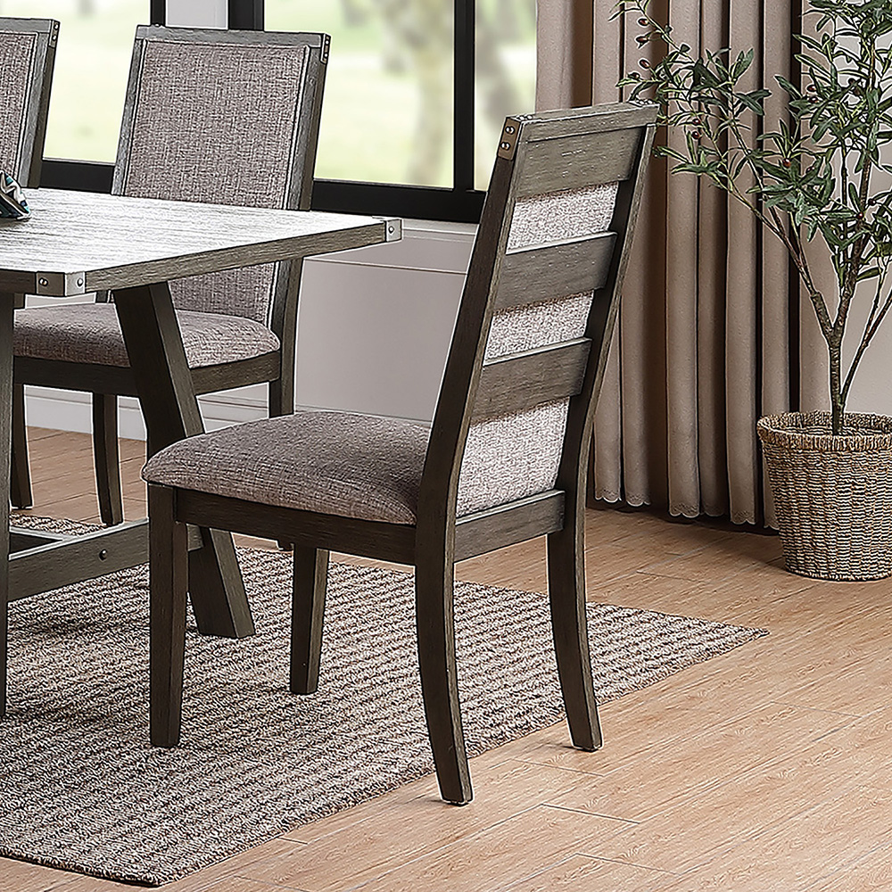 Fabric Upholstered Dining Chair Set of 2, with High Backrest, and Wood Legs, for Restaurant, Cafe, Tavern, Office, Living Room - Gray