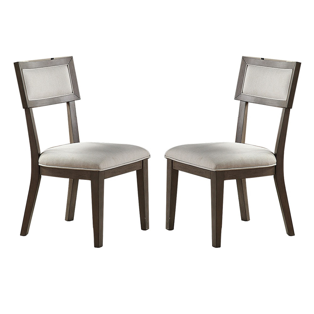 Fabric Upholstered Dining Chair Set of 2, with Backrest, and Wooden Frame, for Restaurant, Cafe, Tavern, Office, Living Room - White