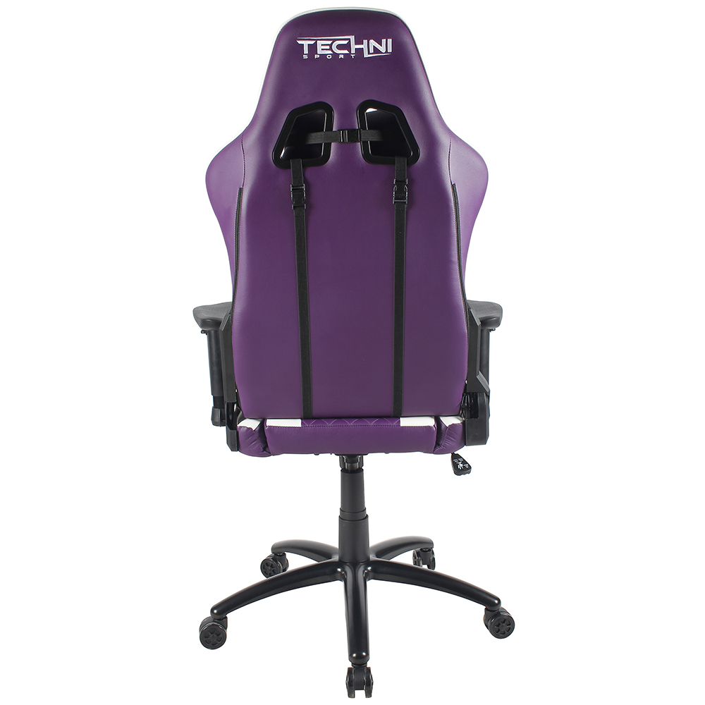 Techni Home Office PU Leather Adjustable Rotatable Gaming Chair with Ergonomic High Backrest and Lumbar Support - Purple