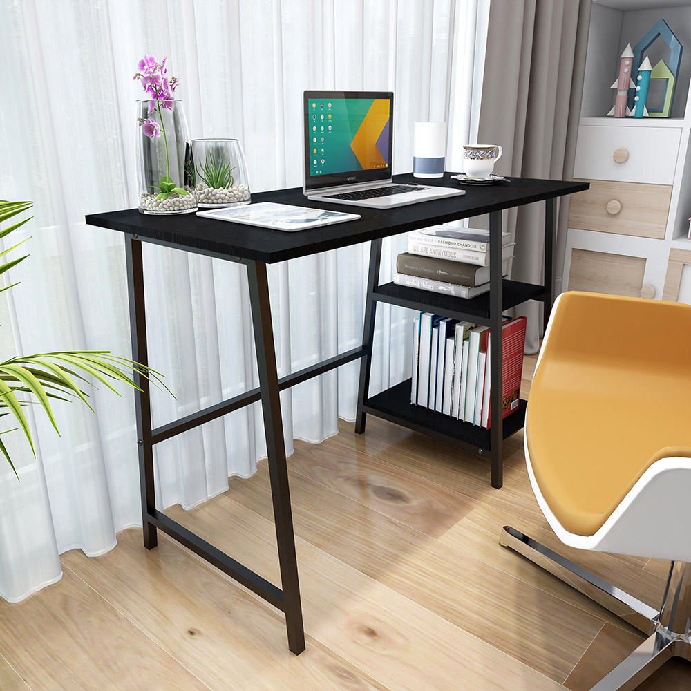 Home Office Computer Desk with MDF Tabletop and Metal Frame, for Game Room, Office, Study Room - Black
