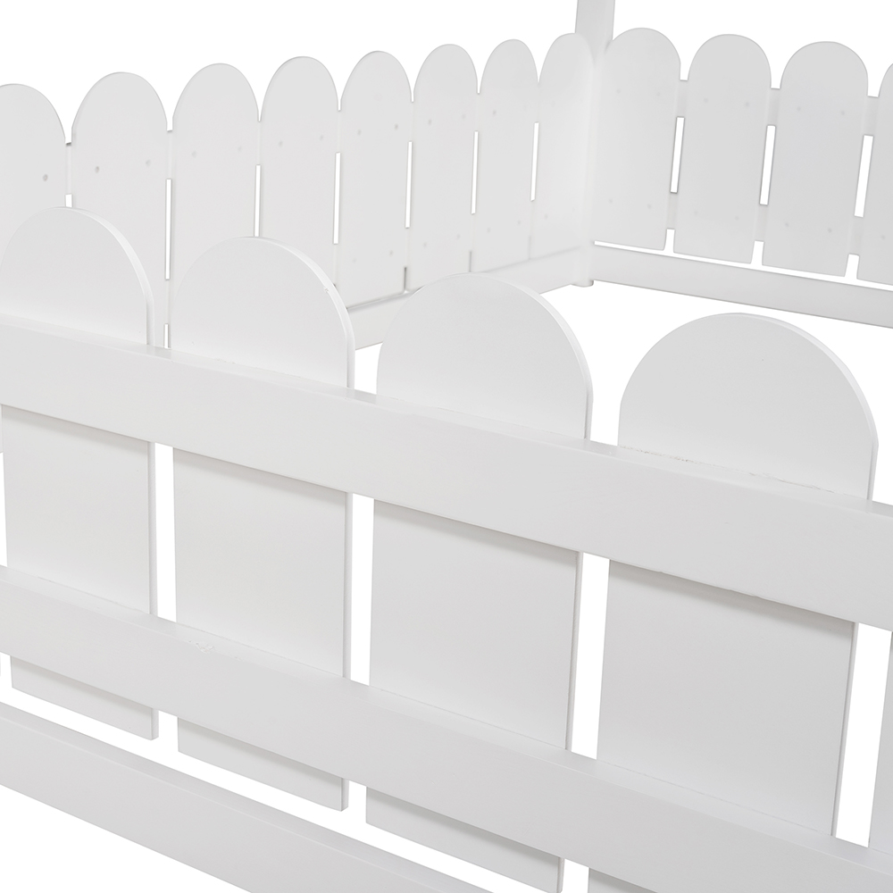 Full-Size House-Shaped Bed Frame With Fence, Box Spring Needed, For Kids, Teens, Girls, Boys (Only Frame) - White 9 Full-Size House-Shaped Bed Frame with Fence, Box Spring Needed, for Kids, Teens, Girls, Boys (Only Frame) - White