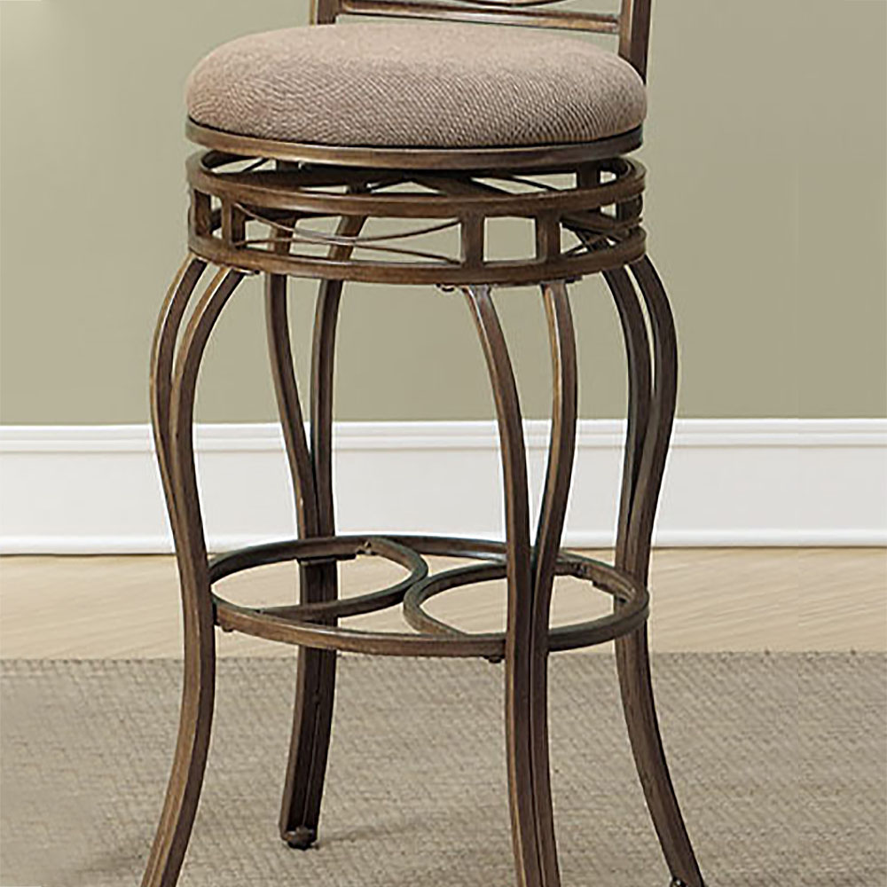 Calistoga Fabric Upholstered Dining Bar Stool Set of 2, with Curved Backrest, and Metal Frame, for Restaurant, Cafe, Tavern, Office, Living Room - Gunmetal