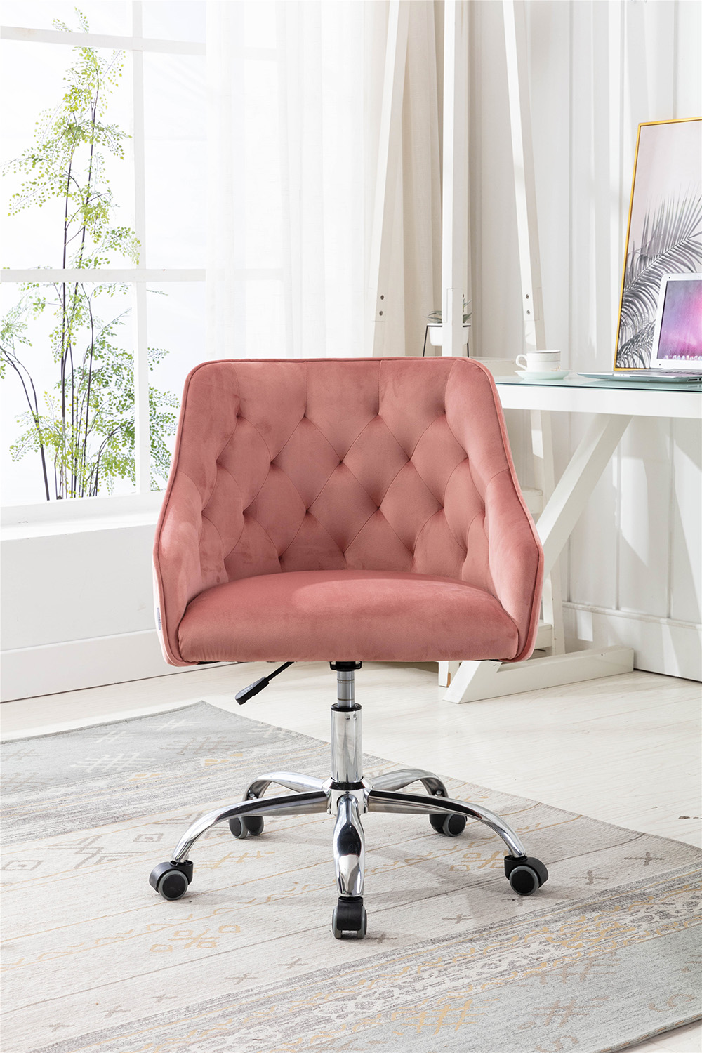 COOLMORE Modern Leisure Velvet Swivel Shell Chair Pink | United States