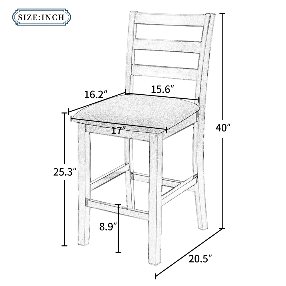 TREXM PU Leather Padded Counter Height Dining Chair Set of 4, with Wooden Frame, for Restaurant, Cafe, Tavern, Office, Living Room - Gray