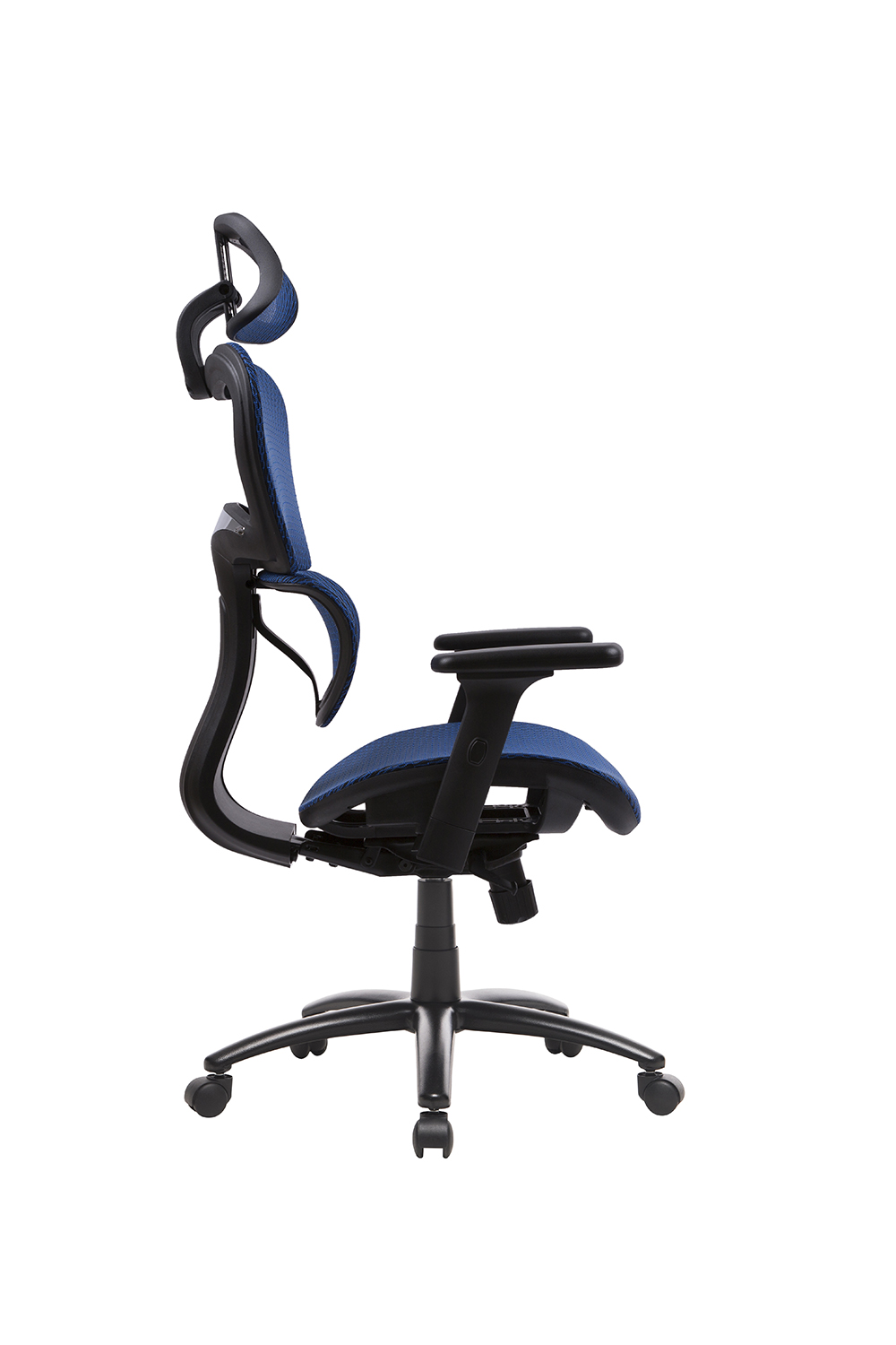 Home Office Rotatable Gaming Chair Height Adjustable with Ergonomic High Backrest, Elastic Mesh, and Lumbar Support - Blue